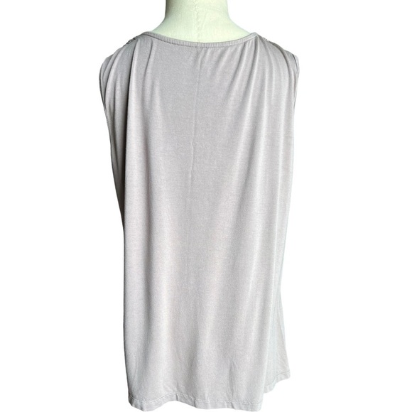 Eimin Draped Cowl Neck Sleeveless Jersey Stretch Taupe Blouse 2XL - Picture 7 of 10